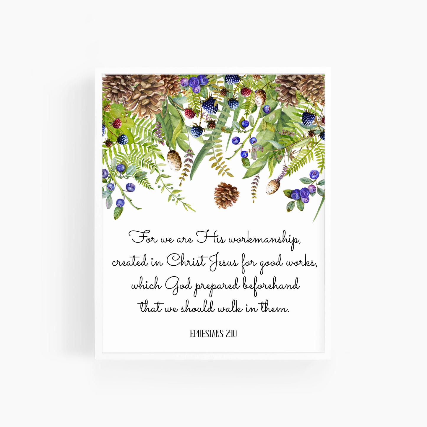 Ephesians 2:10 | Forest Foliage Bible Verse Art Print