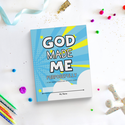 God Made Me Purposefully: A Children's Christian Activity Book | Sky Blue Cover