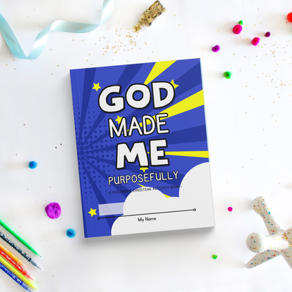 God Made Me Purposefully: A Children's Christian Activity Book | Dark Blue Cover