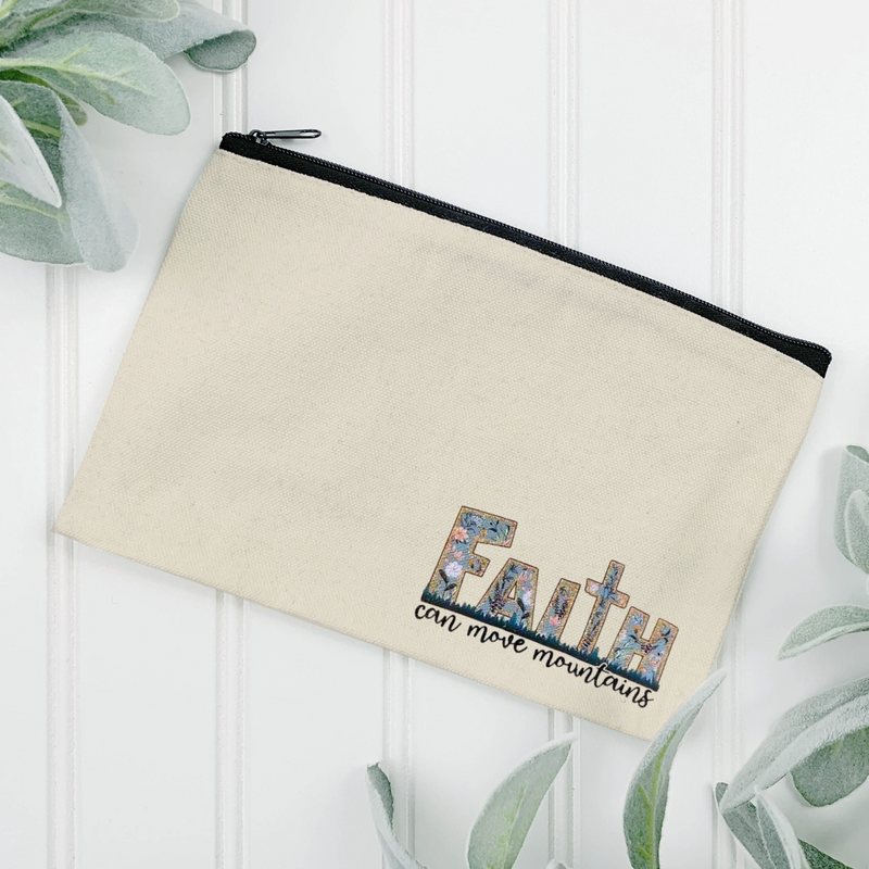 Faith Can Move Mountains | Canvas Zipper Pouch