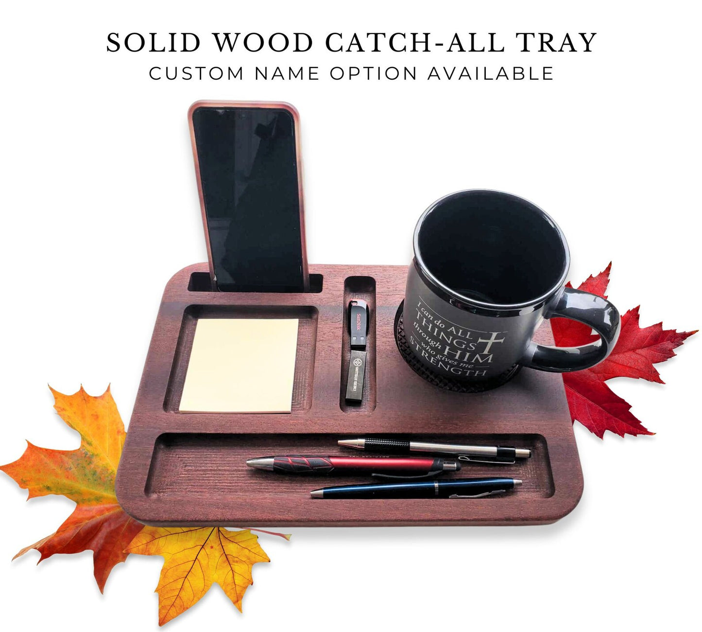 Solid Wood Catch-All Tray | Custom Name Available