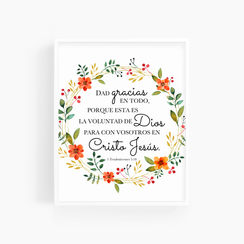 1 Tesalonicenses 5:18 | Spanish Bible Verse Art Print