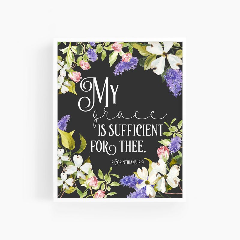 2 Corinthians 12:9 | Lilac & Dogwood Bible Verse Art Print