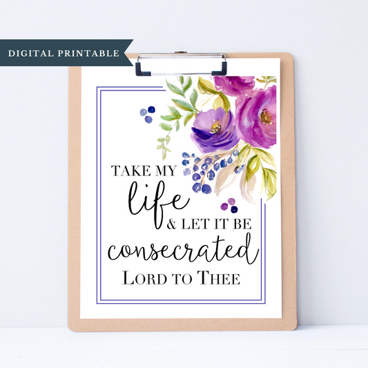 Digital Download | Consecrated Lord to Thee | Christian Hymn Printable