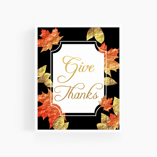 Give Thanks | Fall Leaves  | Art Print