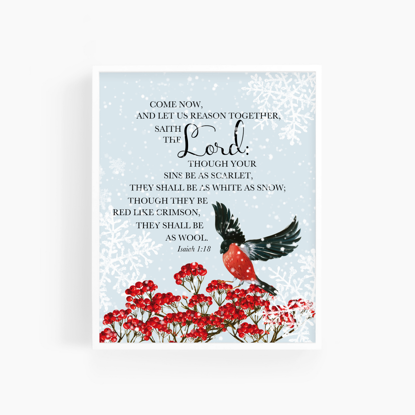 Isaiah 1:18 | Winter Bible Verse Art Print