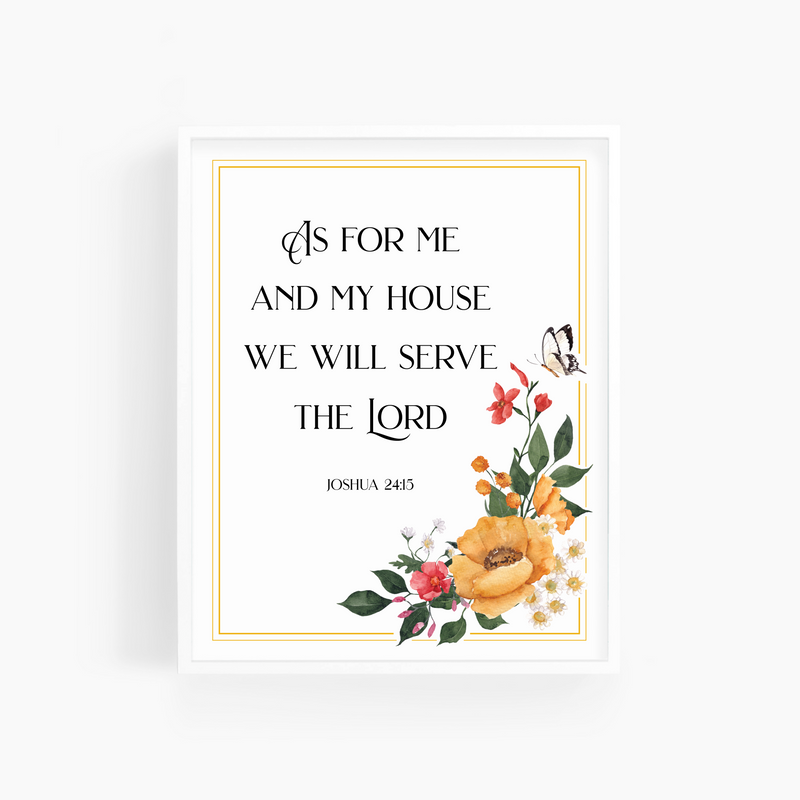 Joshua 24:15 | Fall Floral | Bible Verse Art Print