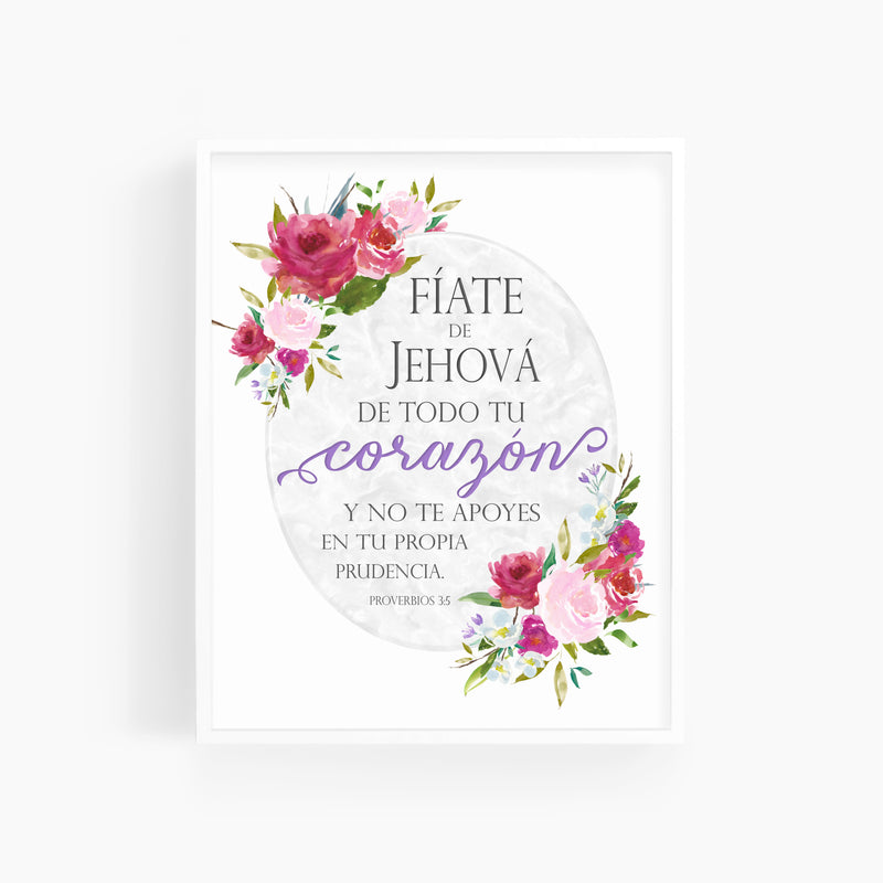 Proverbios 3:5 | Spanish Bible Verse Art Print