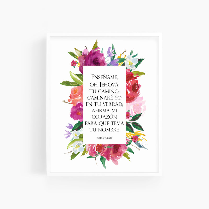 Salmos 86:11 | Spanish Watercolor Bible Verse Art Print